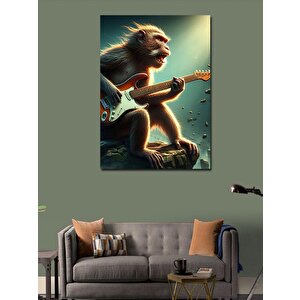 Kanvas Tablo Elektro Gitar Çalan Maymun 100x140 cm