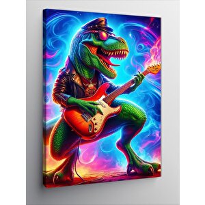 Kanvas Tablo Gitar Çalan Dinozor