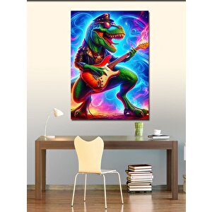 Kanvas Tablo Gitar Çalan Dinozor