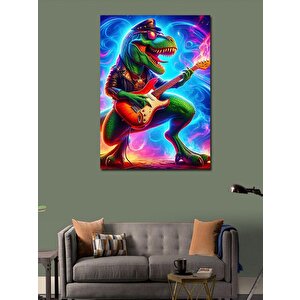 Kanvas Tablo Gitar Çalan Dinozor