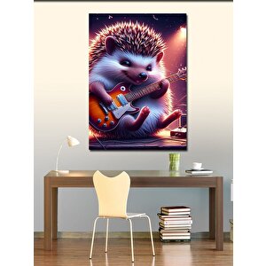 Kanvas Tablo Elektro Gitar Çalan Kirpi 100x140 cm