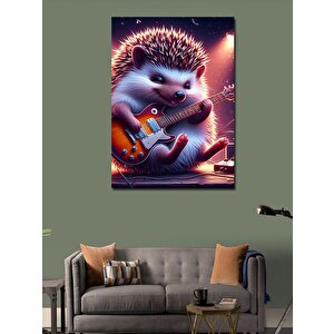 Kanvas Tablo Elektro Gitar Çalan Kirpi 100x140 cm