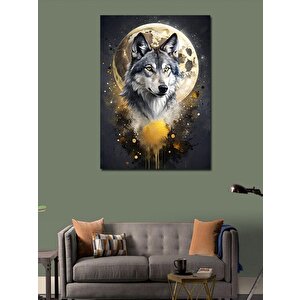 Kanvas Tablo Bozkurt Ve Ay 100x140 cm