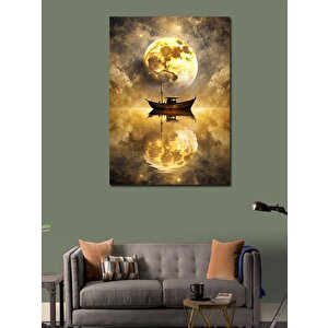 Kanvas Tablo Dolunay Ve Balıkçı Teknesi 70x100 cm