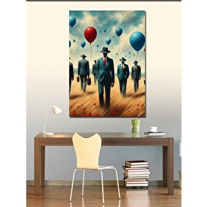 Kanvas Tablo Uçan Balonlar Ve Takım Elbiseli Adamlar