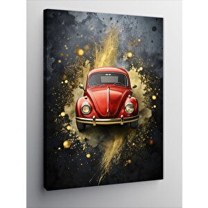 Kanvas Tablo Kırmızı Klasik Kaplumbağa Araba 70x100 cm