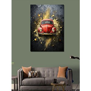 Kanvas Tablo Kırmızı Klasik Kaplumbağa Araba 70x100 cm