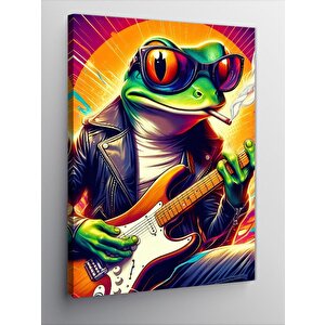 Kanvas Tablo Elektro Gitar Çalan Kurbağa 70x100 cm