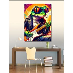 Kanvas Tablo Elektro Gitar Çalan Kurbağa 70x100 cm