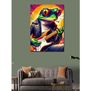Kanvas Tablo Elektro Gitar Çalan Kurbağa 70x100 cm
