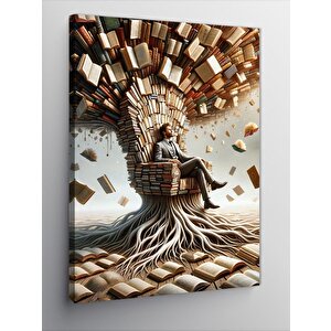 Kanvas Tablo Kitaptan Ağaçta Oturan Adam 70x100 cm