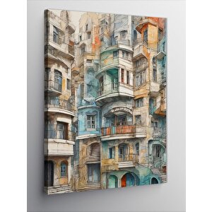 Kanvas Tablo Renkli Balkonlar 100x140 cm