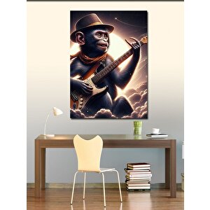 Kanvas Tablo Elektro Gitar Çalan Maymun 70x100 cm