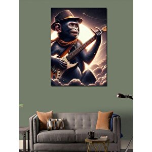 Kanvas Tablo Elektro Gitar Çalan Maymun 70x100 cm