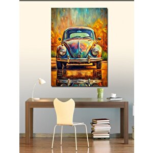 Kanvas Tablo Renkli Kaplumbağa Araba 100x140 cm