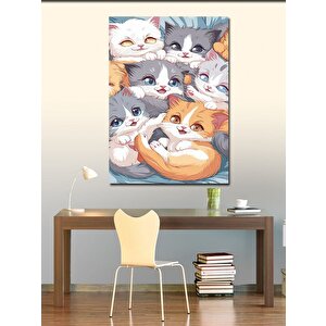 Kanvas Tablo Sevimli Kediler 100x140 cm