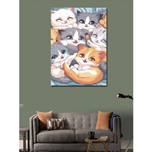 Kanvas Tablo Sevimli Kediler 100x140 cm