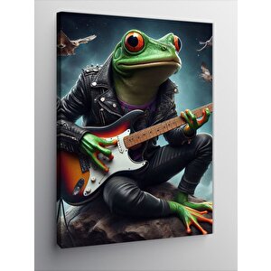 Kanvas Tablo Elektro Gitar Çalan Kurbağa 100x140 cm