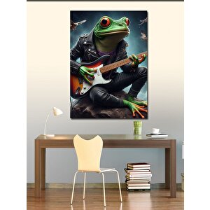 Kanvas Tablo Elektro Gitar Çalan Kurbağa 100x140 cm