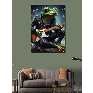 Kanvas Tablo Elektro Gitar Çalan Kurbağa 100x140 cm