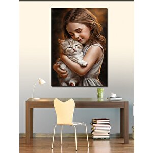 Kanvas Tablo Yavru Kedi Ve Kız