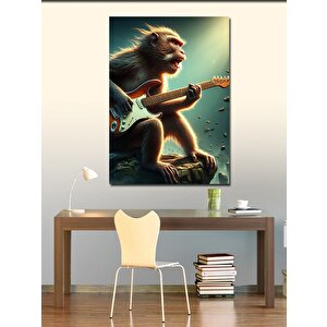 Kanvas Tablo Elektro Gitar Çalan Maymun 100x140 cm