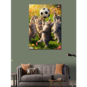 Kanvas Tablo Futbol Oynayan Kediler 100x140 cm