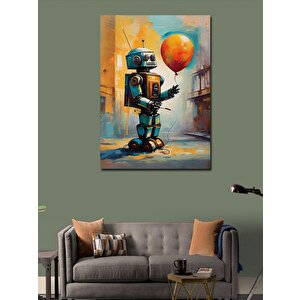 Kanvas Tablo Balon Tutan Robot 70x100 cm