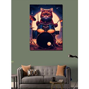 Kanvas Tablo Bateri Çalan Kedi 70x100 cm