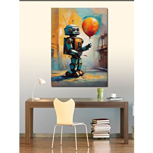 Kanvas Tablo Balon Tutan Robot