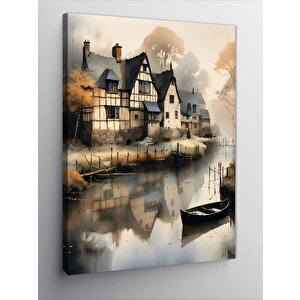 Kanvas Tablo Nehir Kenarındaki Ev 100x140 cm