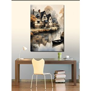 Kanvas Tablo Nehir Kenarındaki Ev 100x140 cm