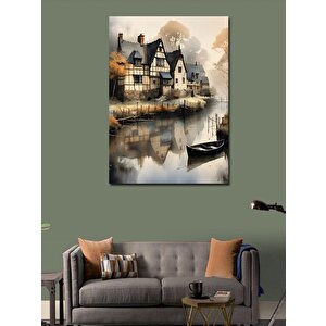 Kanvas Tablo Nehir Kenarındaki Ev 100x140 cm