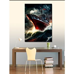 Kanvas Tablo Dalgalardaki Kırmızı Gemi 70x100 cm