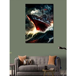 Kanvas Tablo Dalgalardaki Kırmızı Gemi 70x100 cm