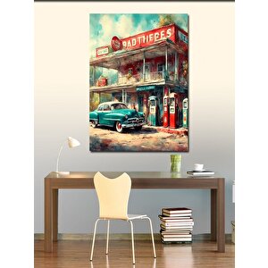 Kanvas Tablo Retro Benzin İstasyonu 70x100 cm
