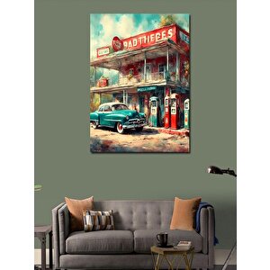 Kanvas Tablo Retro Benzin İstasyonu 70x100 cm