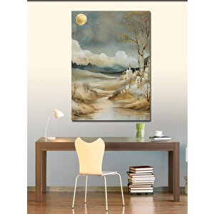 Kanvas Tablo Beyaz Binalar Ve Ay 70x100 cm
