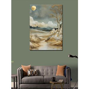 Kanvas Tablo Beyaz Binalar Ve Ay 70x100 cm