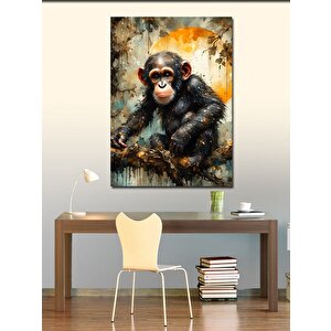Kanvas Tablo Sevimli Maymun Ve Güneş 100x140 cm