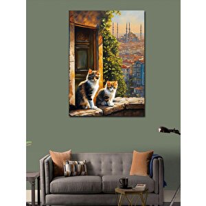 Kanvas Tablo İstanbul Ve Yavru Kediler 70x100 cm
