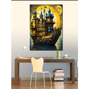 Kanvas Tablo Soyut Gemi Ve Şato 100x140 cm