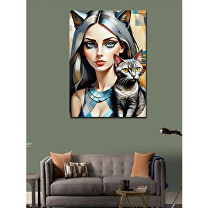 Kanvas Tablo Kadın Ve Kedi