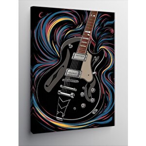 Kanvas Tablo Siyah Elektro Gitar