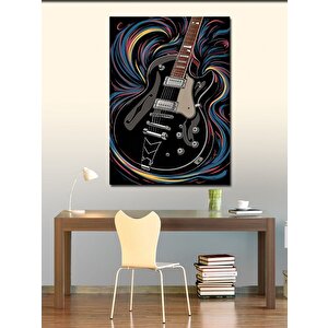 Kanvas Tablo Siyah Elektro Gitar