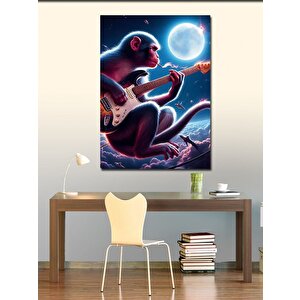 Kanvas Tablo Elektro Gitar Çalan Maymun 70x100 cm