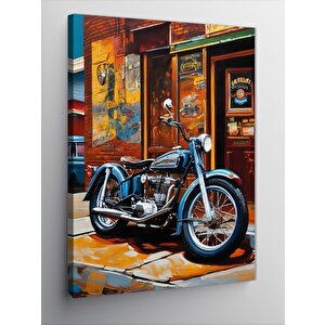 Kanvas Tablo Retro Motosiklet 70x100 cm