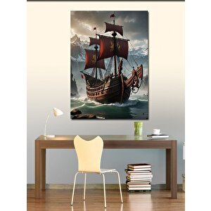 Kanvas Tablo Ahşap Yelkenli Gemi 70x100 cm