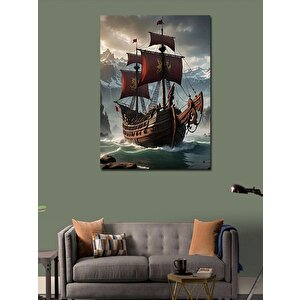 Kanvas Tablo Ahşap Yelkenli Gemi 70x100 cm