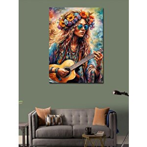 Kanvas Tablo Akustik Gitar Çalan Kadın 70x100 cm
